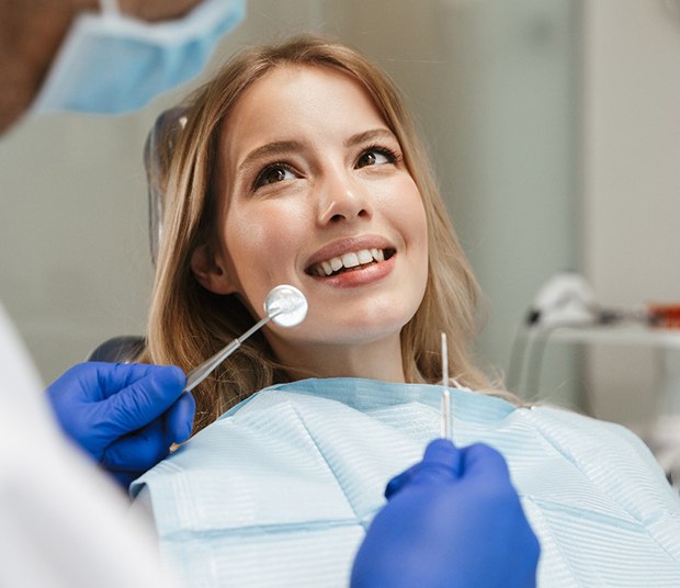 A woman getting tooth-colored fillings in Dallas