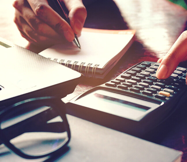 woman using a calculator