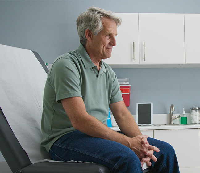 Man smiling during dental office visit